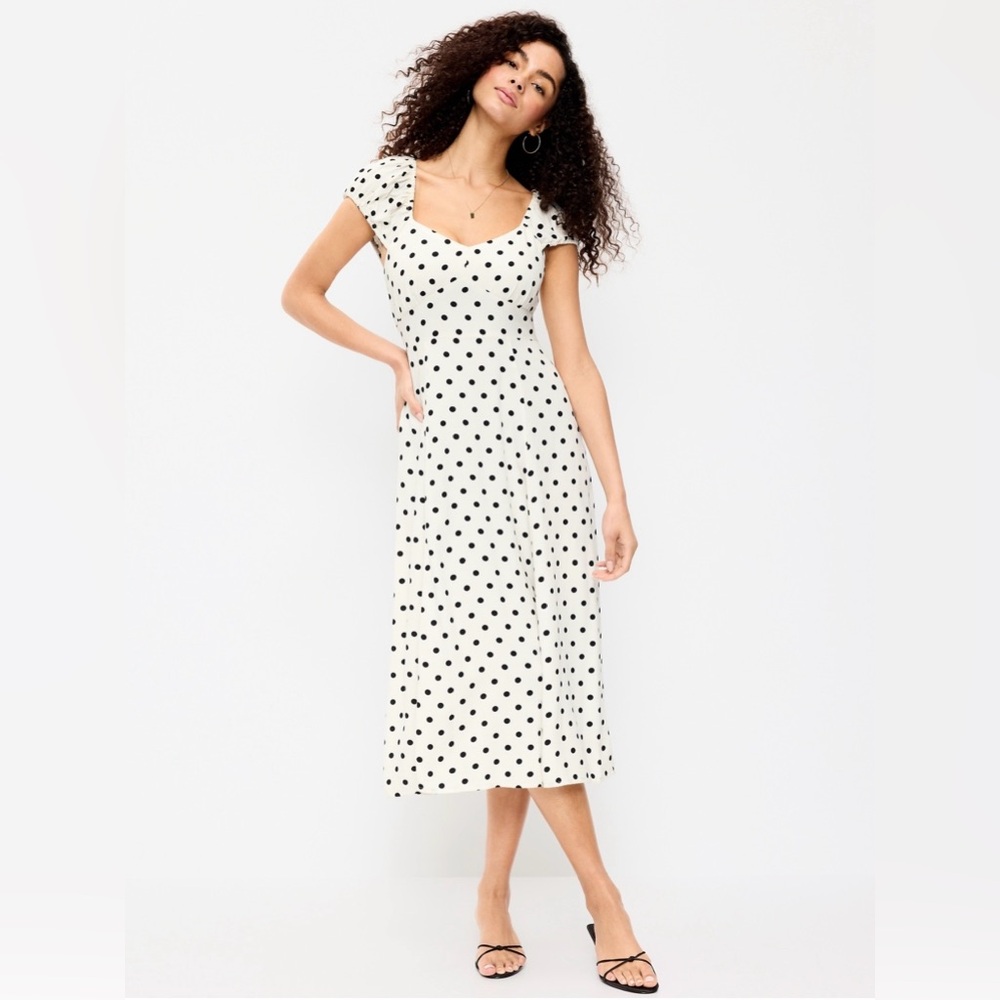 OLD NAVY~Short-Sleeve Fit & Flare Midi Dress SIZE L PETITE